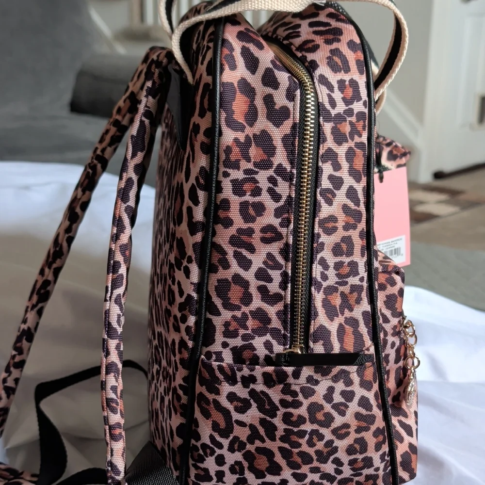 Juicy Couture Pink Leopard Print Backpack with Gold Charm